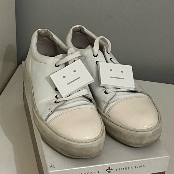 Acne Studios Adriana Cap Toe White Leather Sneaker Size 10 IT 40 - Picture 2 of 12